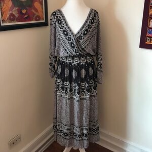 Free People Black, White & Gray Midi Dress